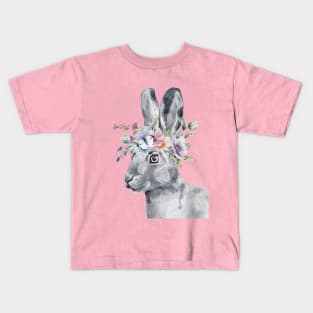 Bunny Rabbit in Flower Wreath Kids T-Shirt